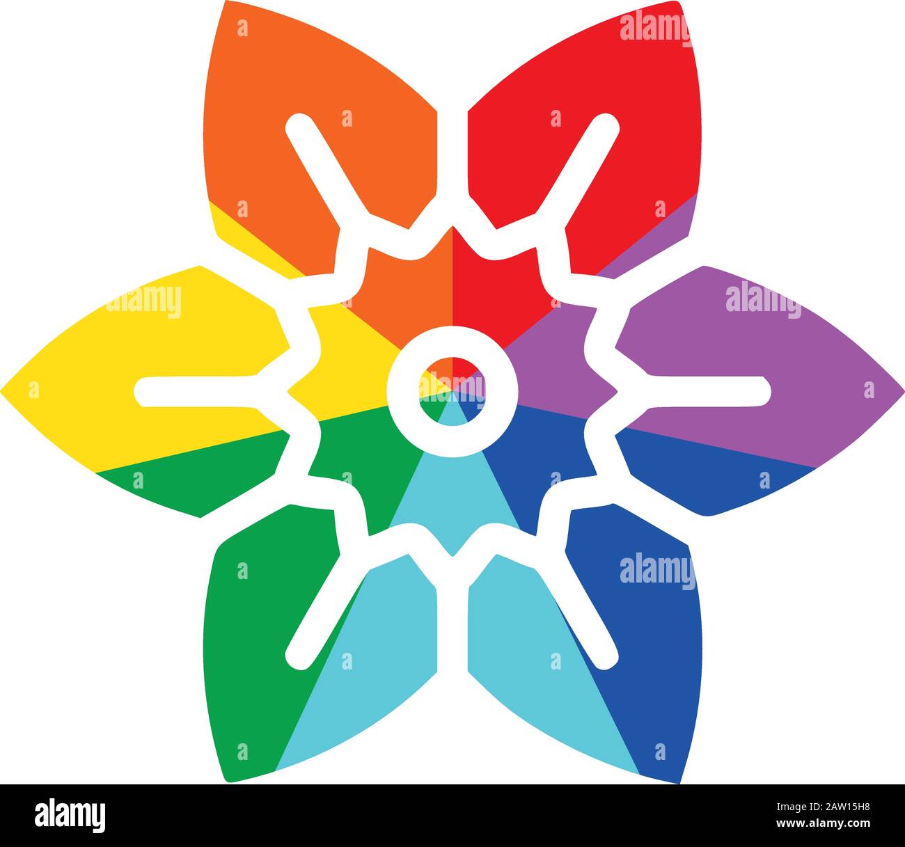 Icône À Vecteur Plat De Jonquille À Fleurs Rainbow Ray Pour Impression Dans Le Sens Inverse Des Aiguilles D'Une Montre C Illustration de Vecteur