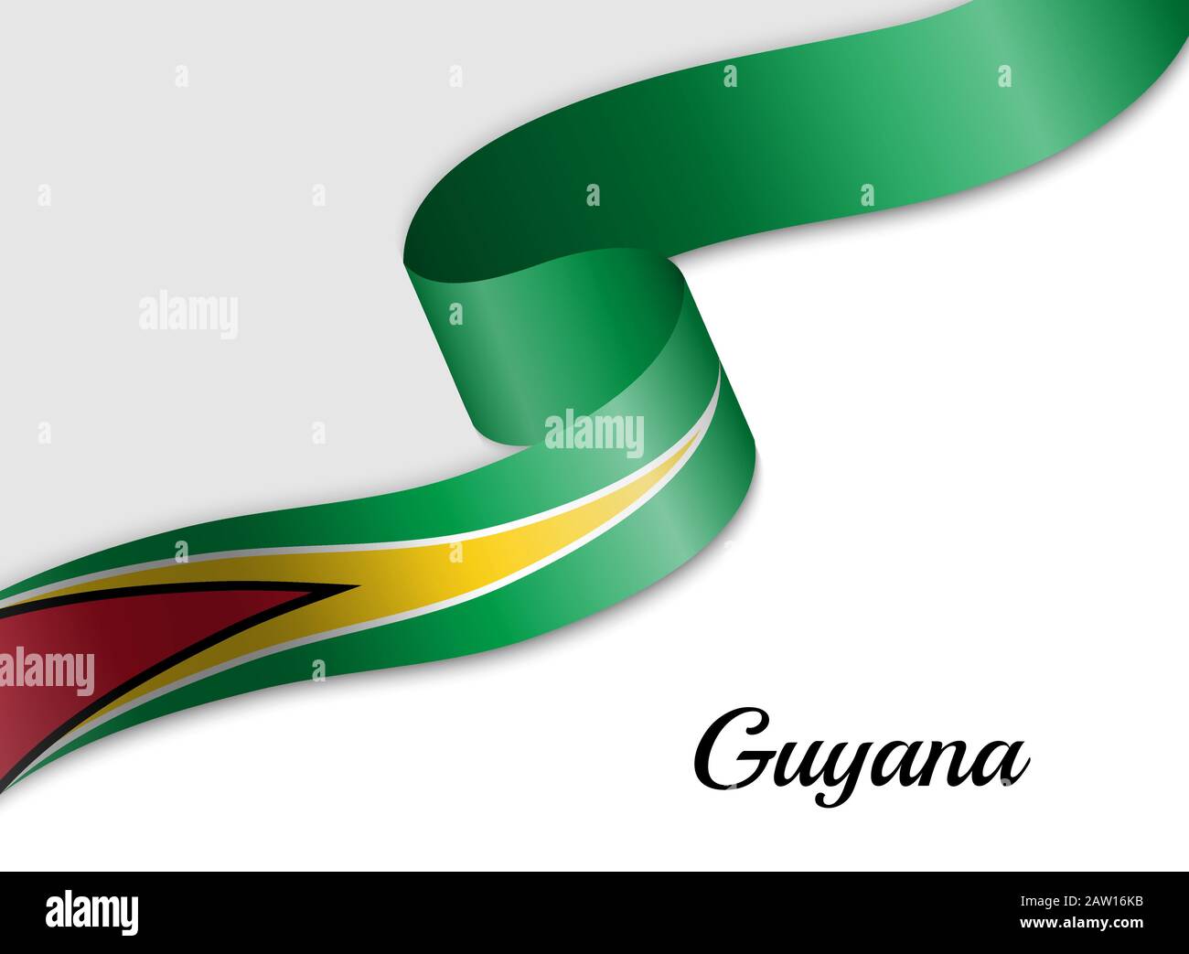 Drapeau de ruban agitant de la Guyane. Modèle pour la bannière de jour d'indépendance Illustration de Vecteur