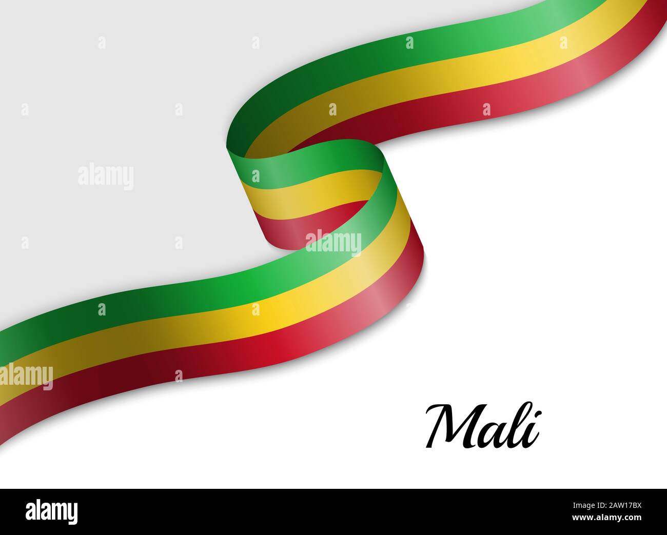 Drapeau de ruban de spéléologie du Mali. Modèle pour la bannière de jour d'indépendance Illustration de Vecteur