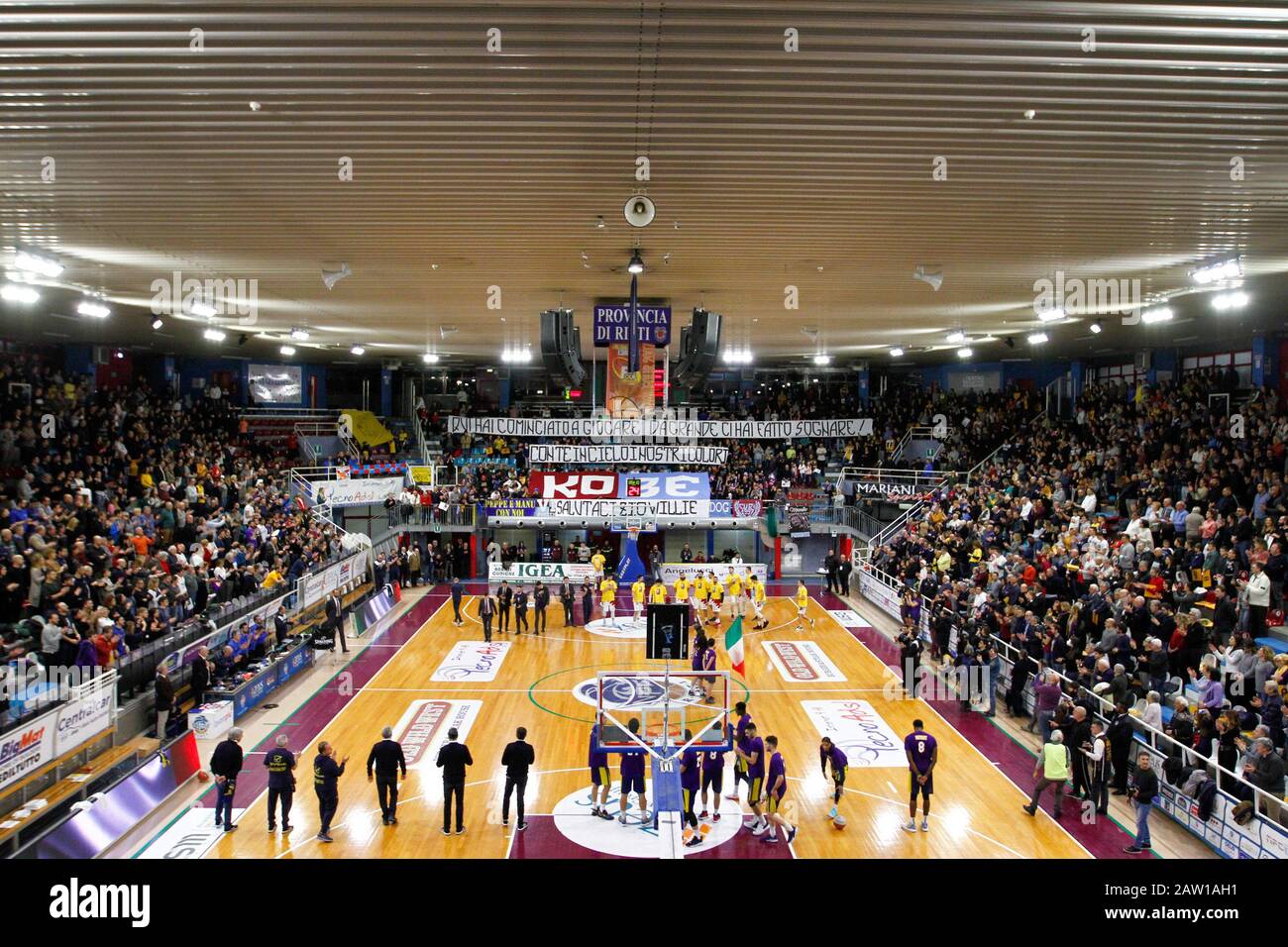 Pre partita rieti vs scafati lors de la commémoration Kobe Bryant, Rieti, Italie, 05 février 2020, Basketball Event Banque D'Images