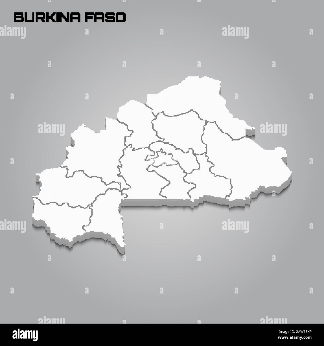 carte tridimensionnelle avec bordures de régions. Illustration vectorielle Illustration de Vecteur