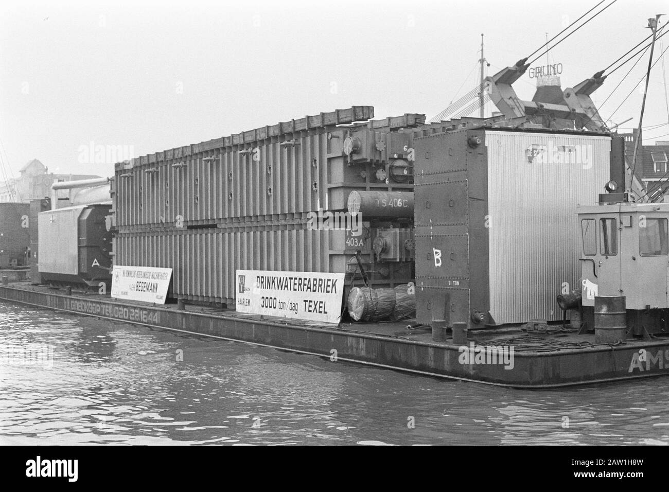 Mission Texelse Courant, navire Beemster équipement de dessalement d'eau à Amsterdam Date: 5 janvier 1972 lieu: Amsterdam, Noord-Holland mots clés: Équipement Banque D'Images