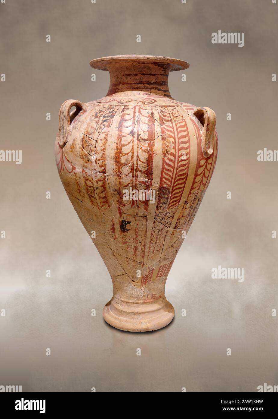 Minoan décoré de pithos, bocal à agitation , Zafer Patoura 1400-1250 av. J.-C.; Musée archéologique d'Héraklion. Banque D'Images