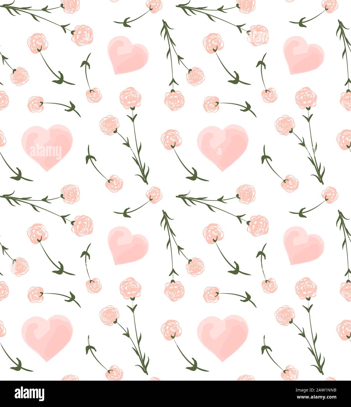 Motif sans couture avec fleurs dessinées à la main dans des tons pastel. Fleurs dans un style rétro romantique pour le tissu. Illustration de Vecteur