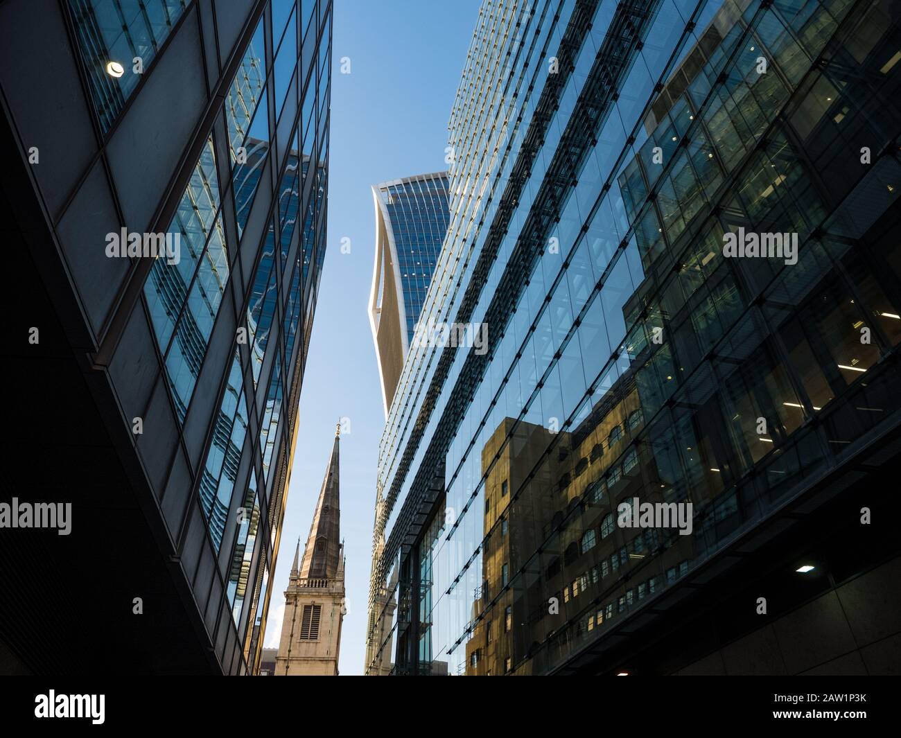 St Margaret Liteaux, Church Spire, City Of London, Modern Buildings, Londres, Angleterre, Royaume-Uni, Gb. Banque D'Images