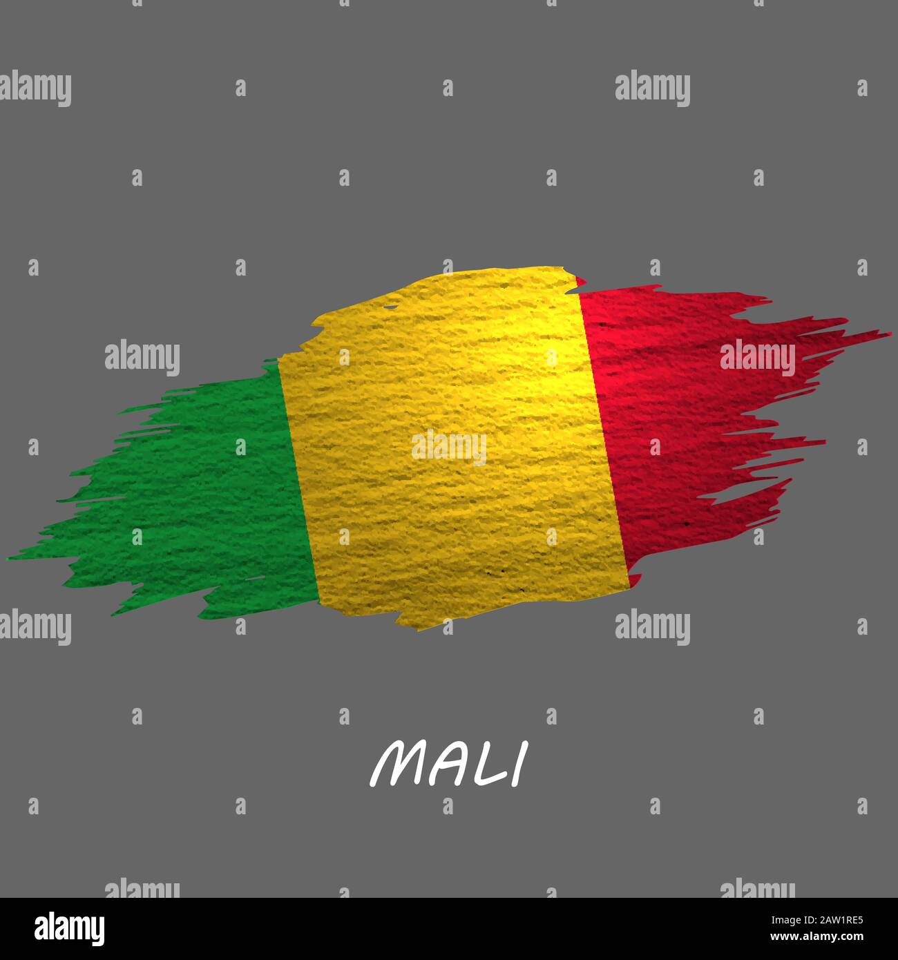 Grunge style drapeau du Mali. Fond de contour de pinceau Illustration de Vecteur