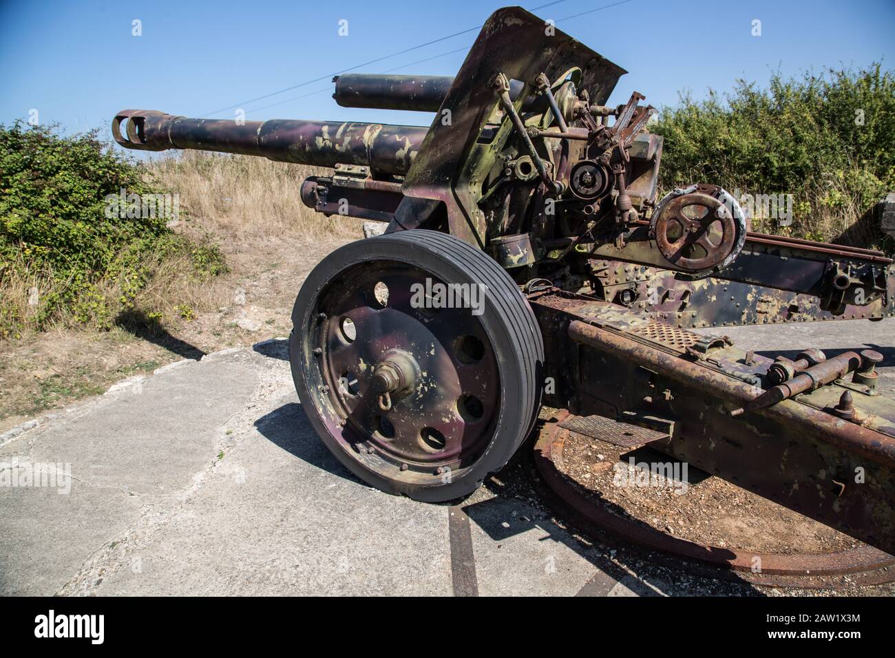 Pièce d'artillerie Grandcamp-Maisy Banque D'Images