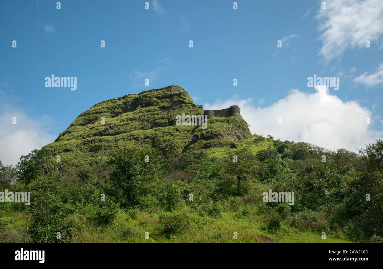 Fort de Lohagad ou façade de fort de fer, Lonavala, Maharashtra, Inde Banque D'Images