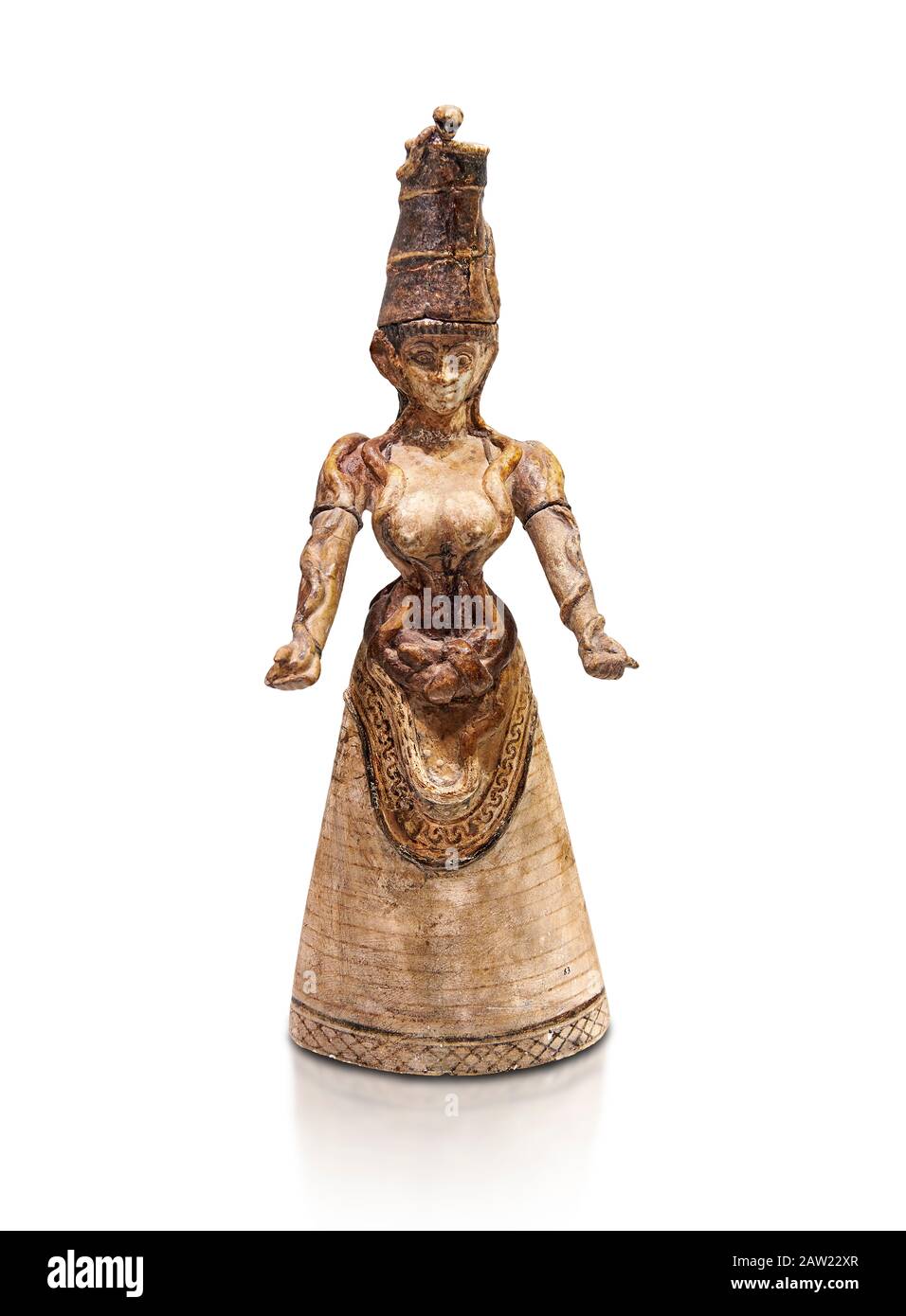 Statue de Minoan Snake Goddess avec des serpents enchevêtrés autour d'elle des dépôts de Knossos-Temple 1650-1550 BC, Musée archéologique d'Héraklion. Le Banque D'Images