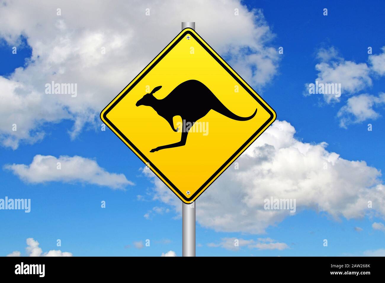 Panneau d'avertissement Kangoroo, Australie Banque D'Images