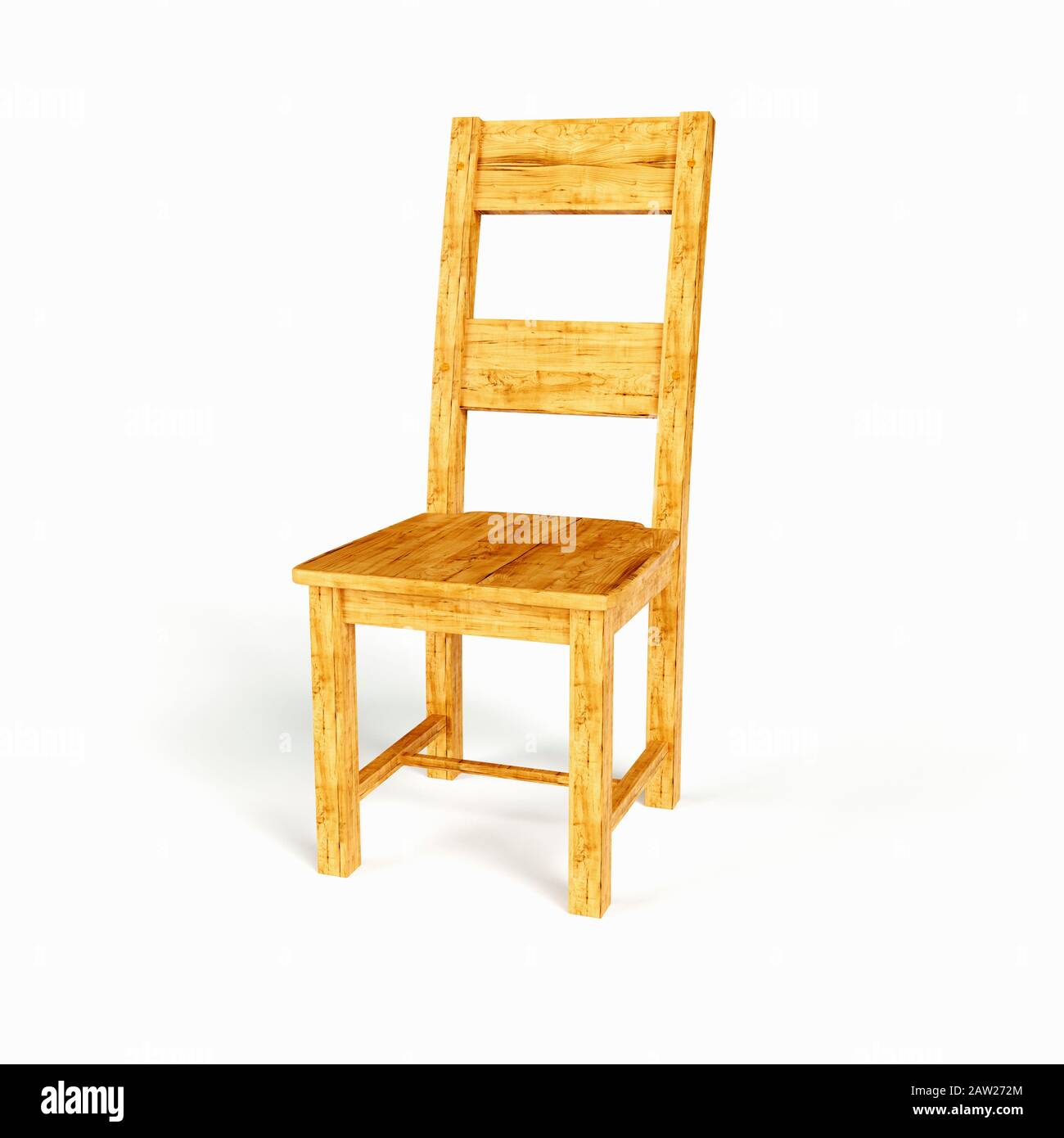 Chaise de salle à manger en bois sur fond blanc Banque D'Images