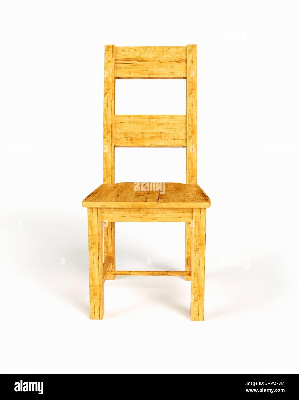 Chaise de salle à manger en bois sur fond blanc Banque D'Images