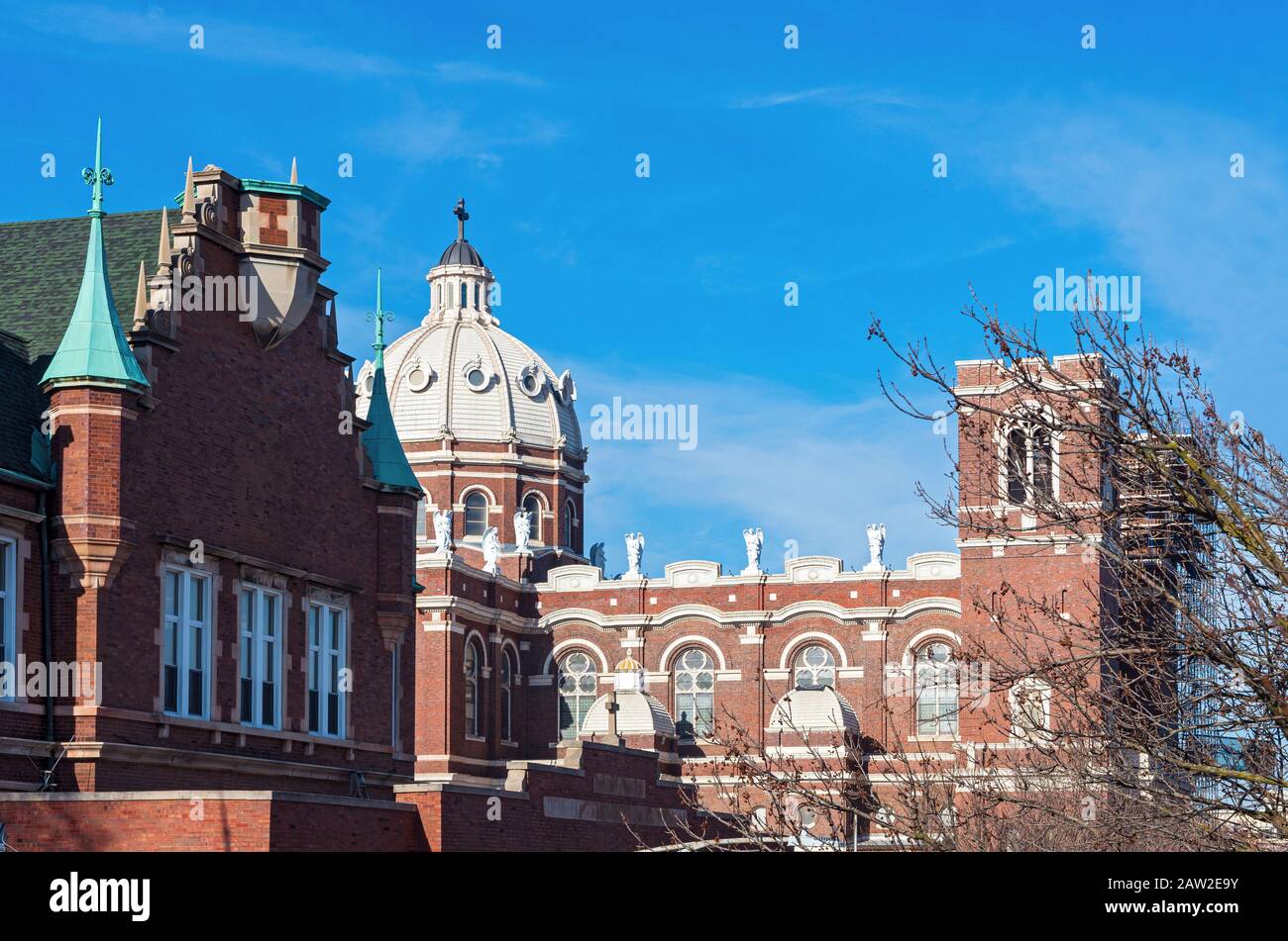 site touristique de l'église de style renaissance architecture dans le quartier bucktown de chicago illinois Banque D'Images