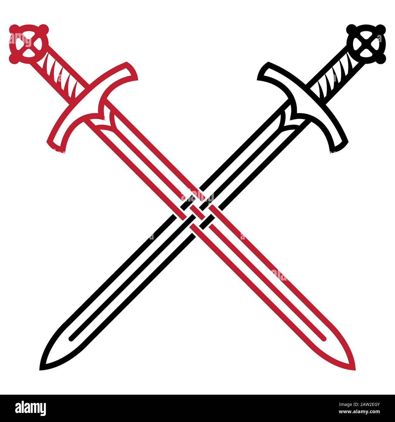 Design Viking. Épée Viking. Deux épées médiévales croisées Illustration de Vecteur