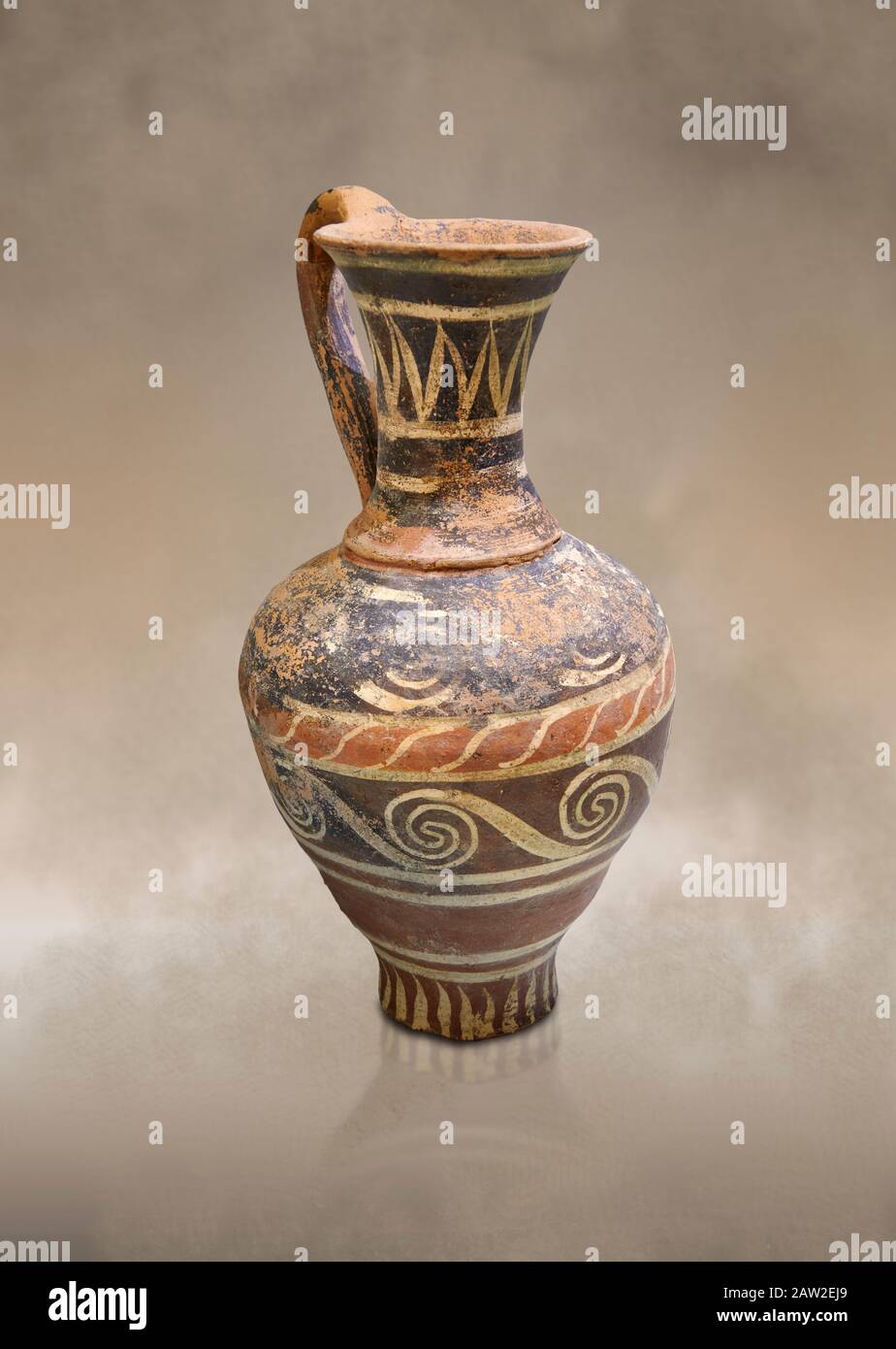 Pichet de style Kamares à la décoration Minoan avec motif tourbillon, cimetière de Poros 1800-1650 av. J.-C.; Musée archéologique d'Héraklion. Banque D'Images