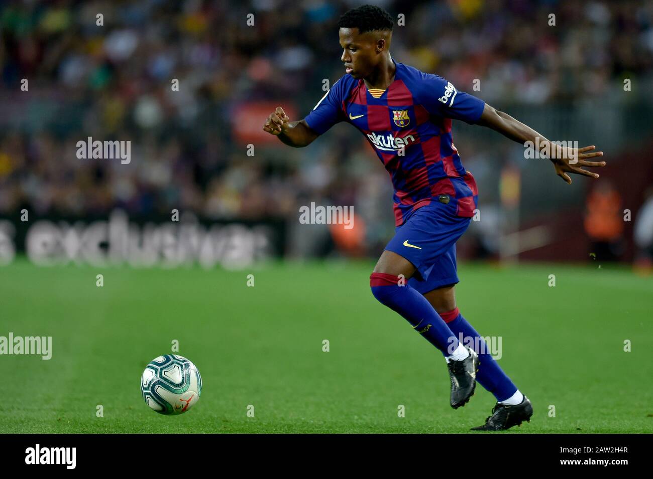 Barcelone, ESPAGNE - 24 SEPTEMBRE : Ansu Fati du FC Barcelone pendant le match de la Liga entre le FC Barcelone et les FC Villarreal au Camp Nou le 24 septembre 20 Banque D'Images
