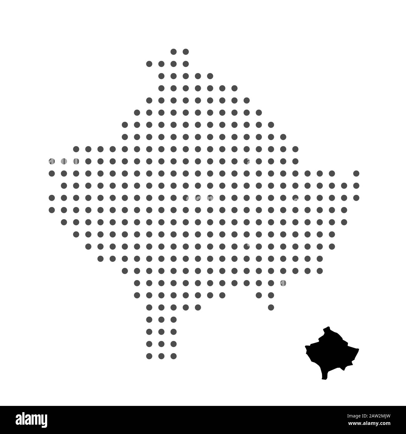 Carte du Kosovo parsemée de vecteur d'arrière-plan blanc isolatedI.Illustration pour la conception technologique ou l'infographie. Isolé sur fond blanc. Vecteur de déplacement Illustration de Vecteur