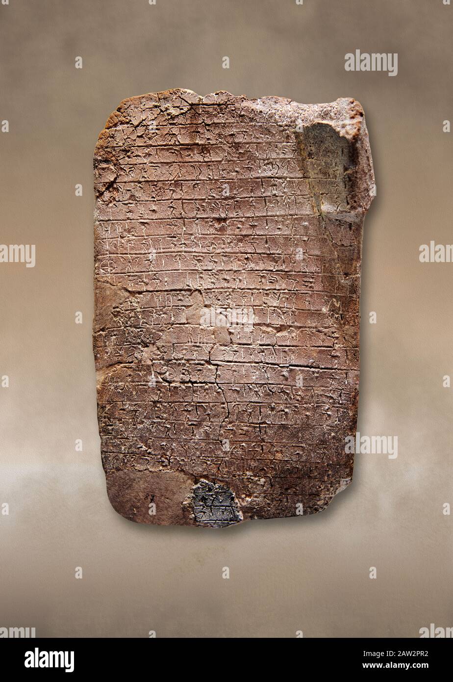 Minoan linea un comprimé avec script administatif, Knossos 1800-1450 av. J.-C., Musée archéologique d'Héraklion. Banque D'Images