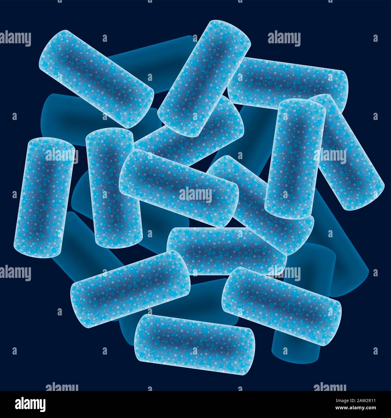 vecteur abstrait santé fond bleu avec microbes. propagation épidémique des micro-organismes infection microscopique du virus, des germes ou des bactéries. eps10 malade Illustration de Vecteur
