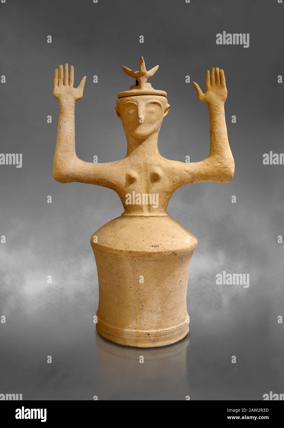 Statue de la déesse en terre cuite Minoan Postpalatial aux bras levés ...
