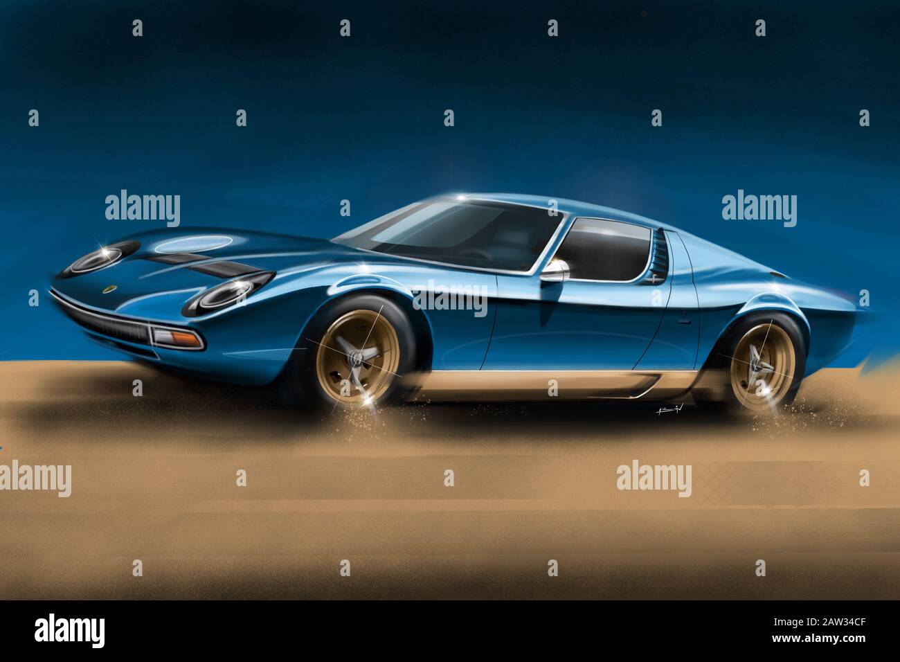 Dessin numérique Lamborghini Miura Banque D'Images