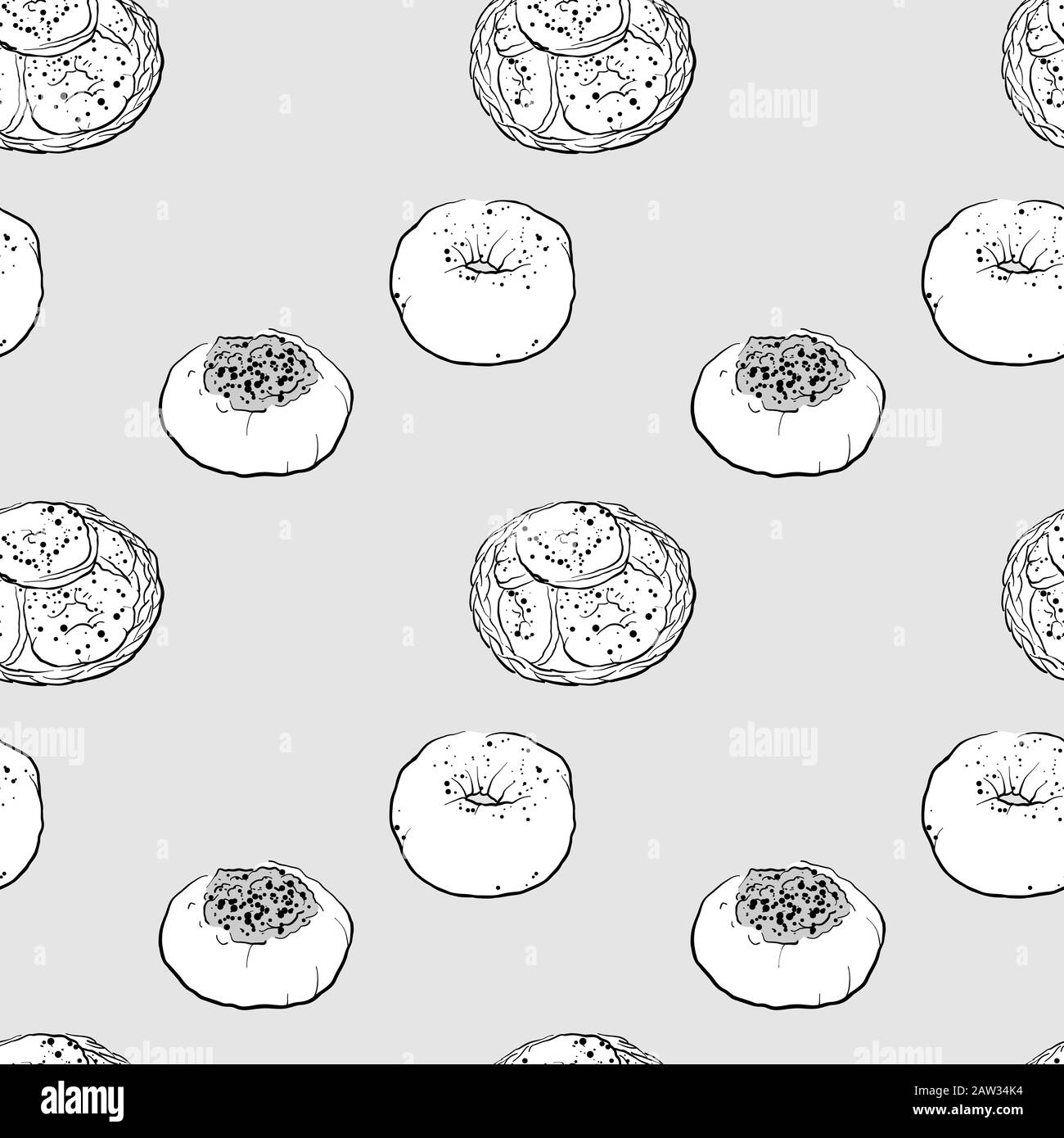 Dessin en niveaux de gris à motif transparent Bialy. Utilisable pour le papier peint ou la décoration de toute taille. Illustration Vectorielle Dessinée À La Main Illustration de Vecteur