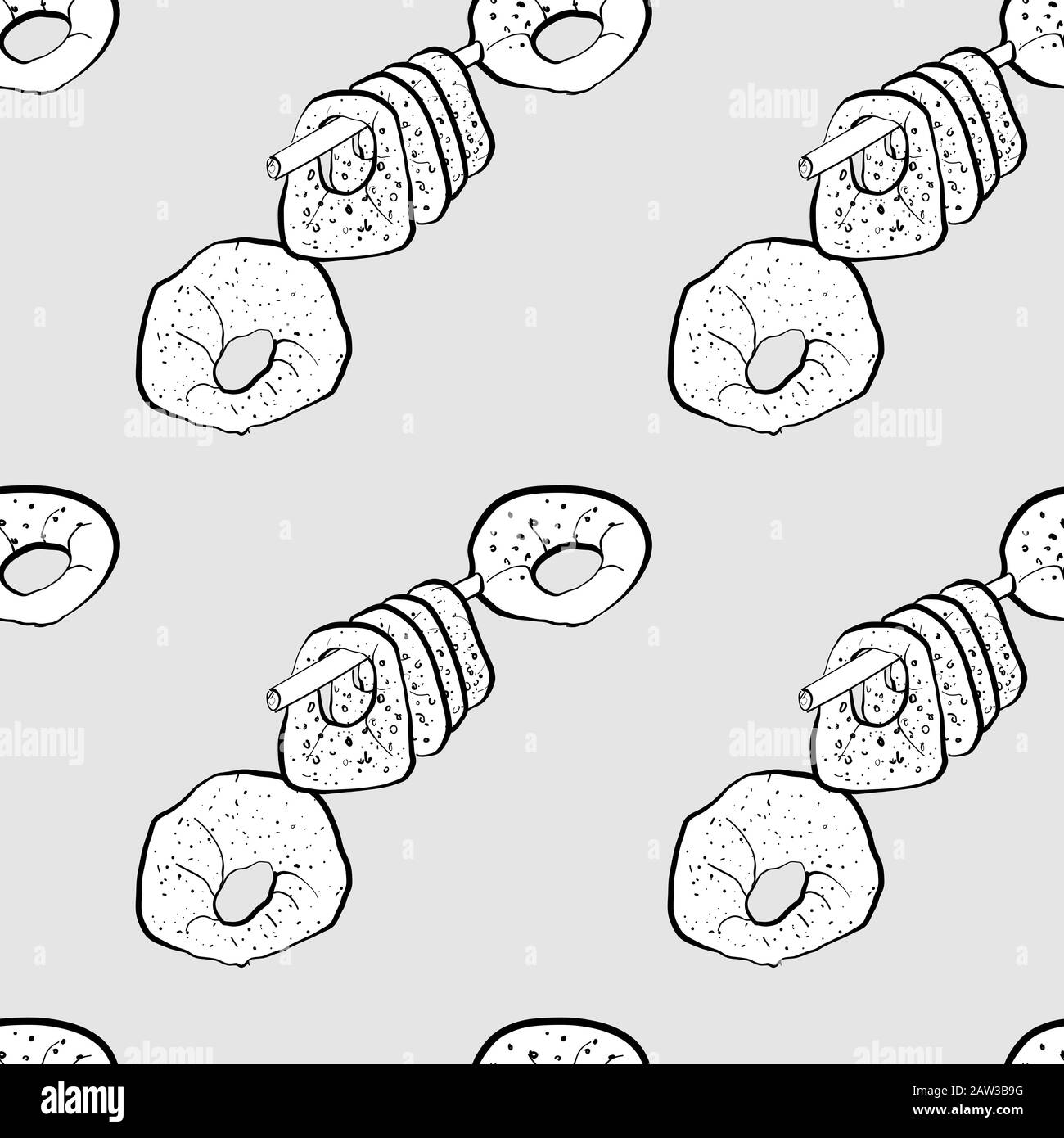 Dessin en niveaux de gris à motif transparent Kaak. Utilisable pour le papier peint ou la décoration de toute taille. Illustration Vectorielle Dessinée À La Main Illustration de Vecteur