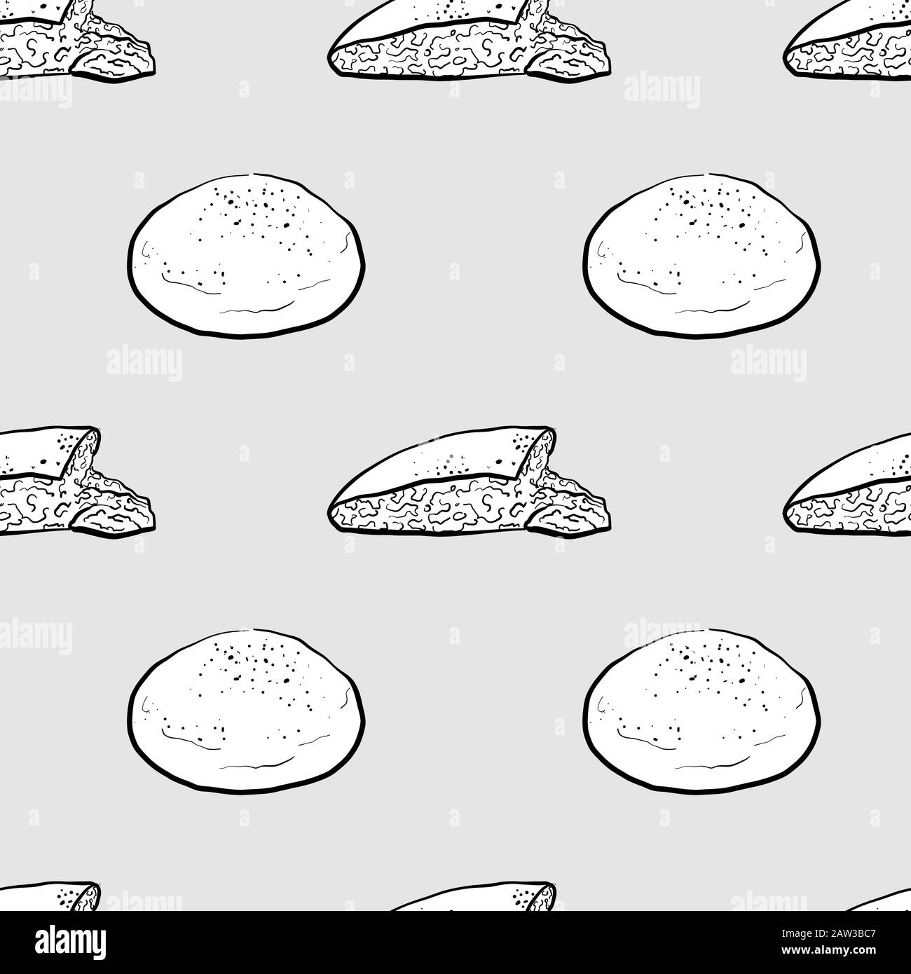 Dessin en niveaux de gris à motif transparent de Malooga. Utilisable pour le papier peint ou la décoration de toute taille. Illustration Vectorielle Dessinée À La Main Illustration de Vecteur