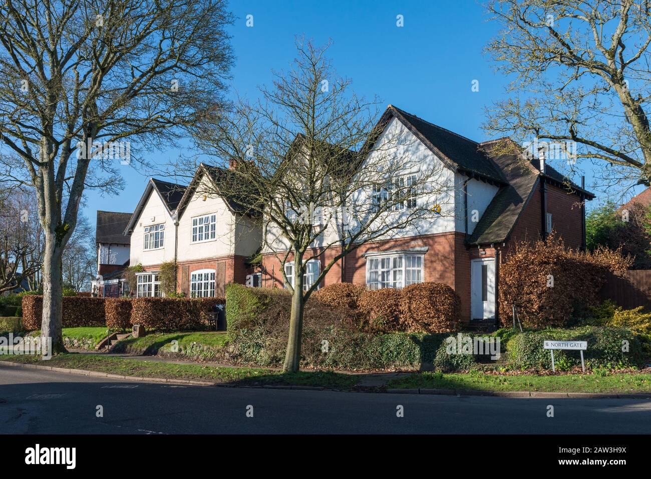 Le Moor Pool Estate est une banlieue de jardin à Harborne, Birmingham et est une zone de conservation. Banque D'Images