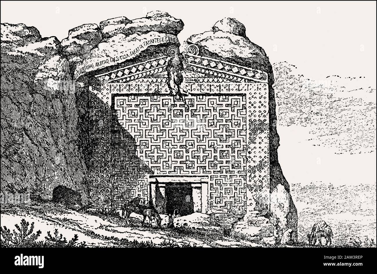 Le monument des Midas, un tombeau taillé de Phrygian dédié aux Midas, 700 av. J.-C. Banque D'Images