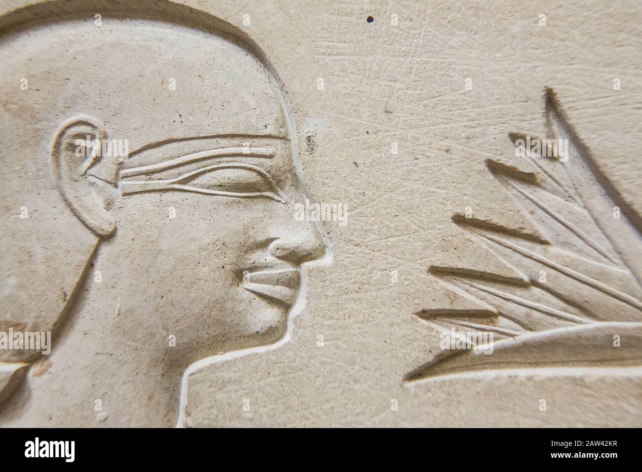 Egypte, le Caire, Musée égyptien, sarcophage de la reine Ashait, avec quelques-uns des plus beaux reliefs jamais sculptés en Egypte. Ashait était une femme de Montuhotep. Banque D'Images