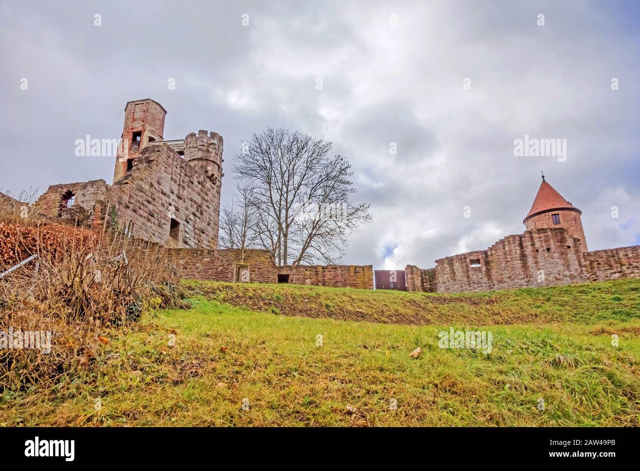 Forteresse nommée Bergfeste Dilsberg - ruines sur une colline surplombant la vallée du Neckar Banque D'Images