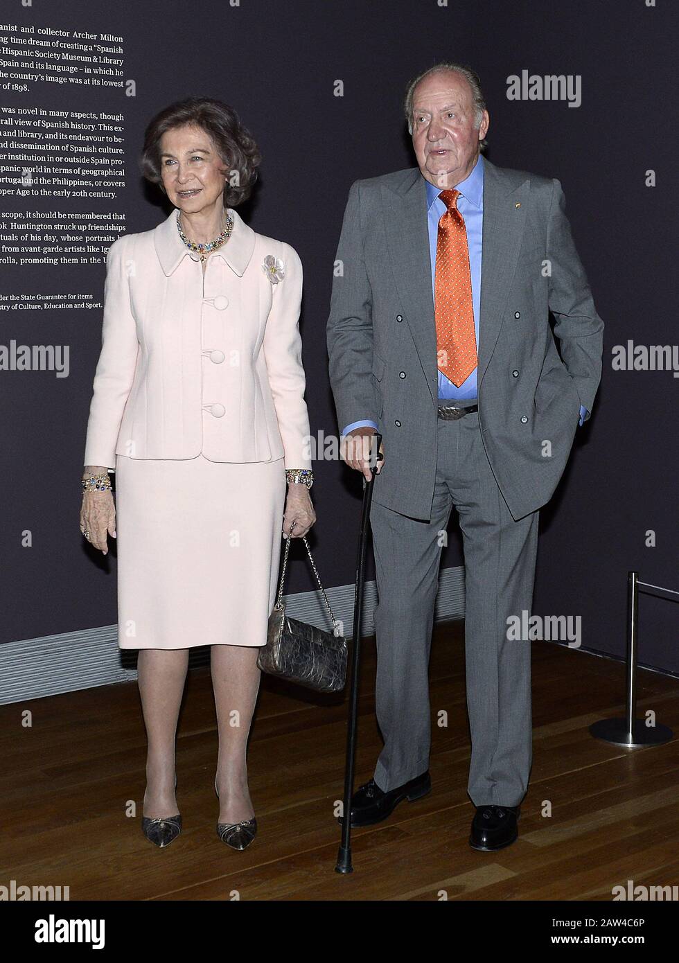 Le roi Juan Carlos et la reine Sofia ouvrent l'exposition 'Visiones Del Mundo Hispanico. Tesoros de la Société hispanique Musée & Bibliothèque. 3 Avril 2017. ( Banque D'Images