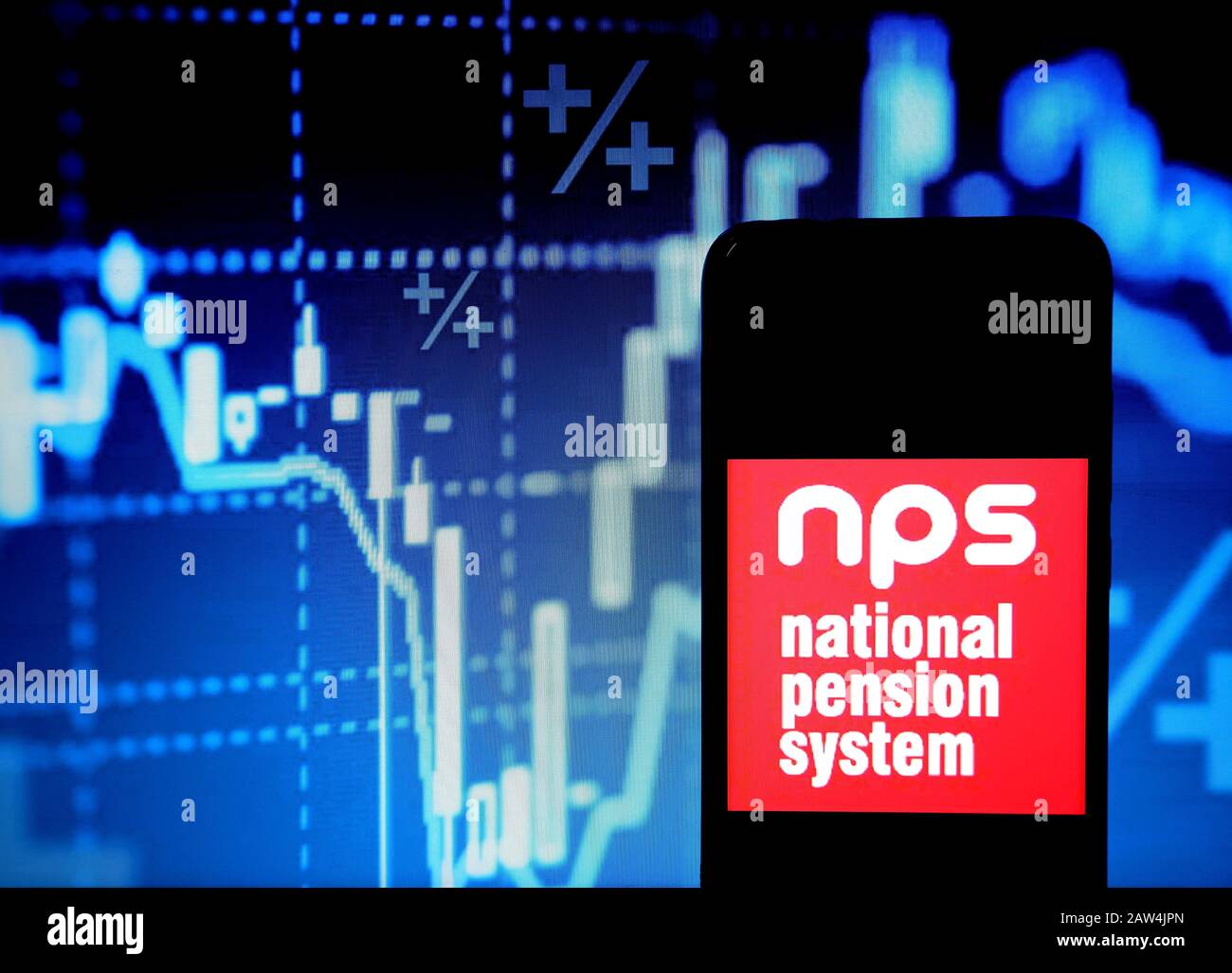 Inde. 6 février 2020. Dans cette photo, un logo du système national de pensions (SNP) apparaît sur un smartphone. Crédit: Avishek Das/Sopa Images/Zuma Wire/Alay Live News Banque D'Images