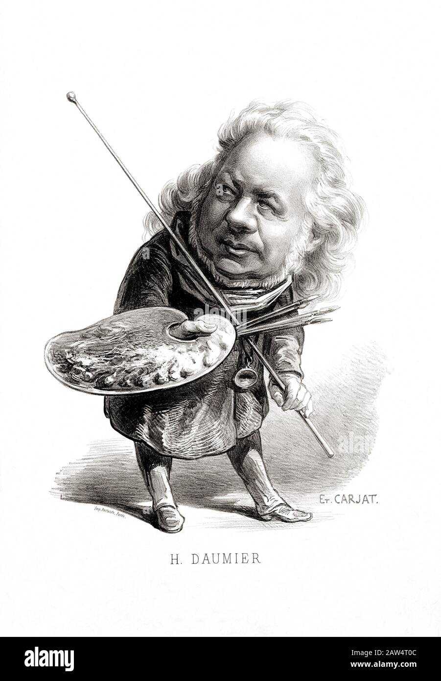 1870 CA , Paris , FRANCE : le peintre français , graveur , caricaturiste et peintre Honoré DAUMIER ( 1808 - 1879 ). Portrait de caricature d'Etienne Banque D'Images