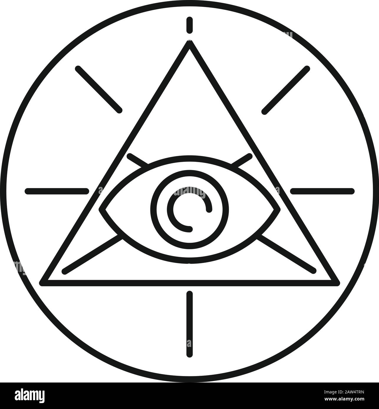 Icône de la pyramide occulte. Contour de la pyramide occulte icône de vecteur d'oeil pour la conception de Web isolé sur fond blanc Illustration de Vecteur