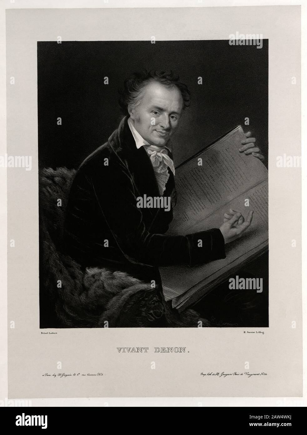 1821 CA , FRANCE : artiste, écrivain, diplomate, auteur et archéologue DOMINIQUE VIVANT Baron DENON ( 1747 - 1825 ). Portrait gravé b Banque D'Images