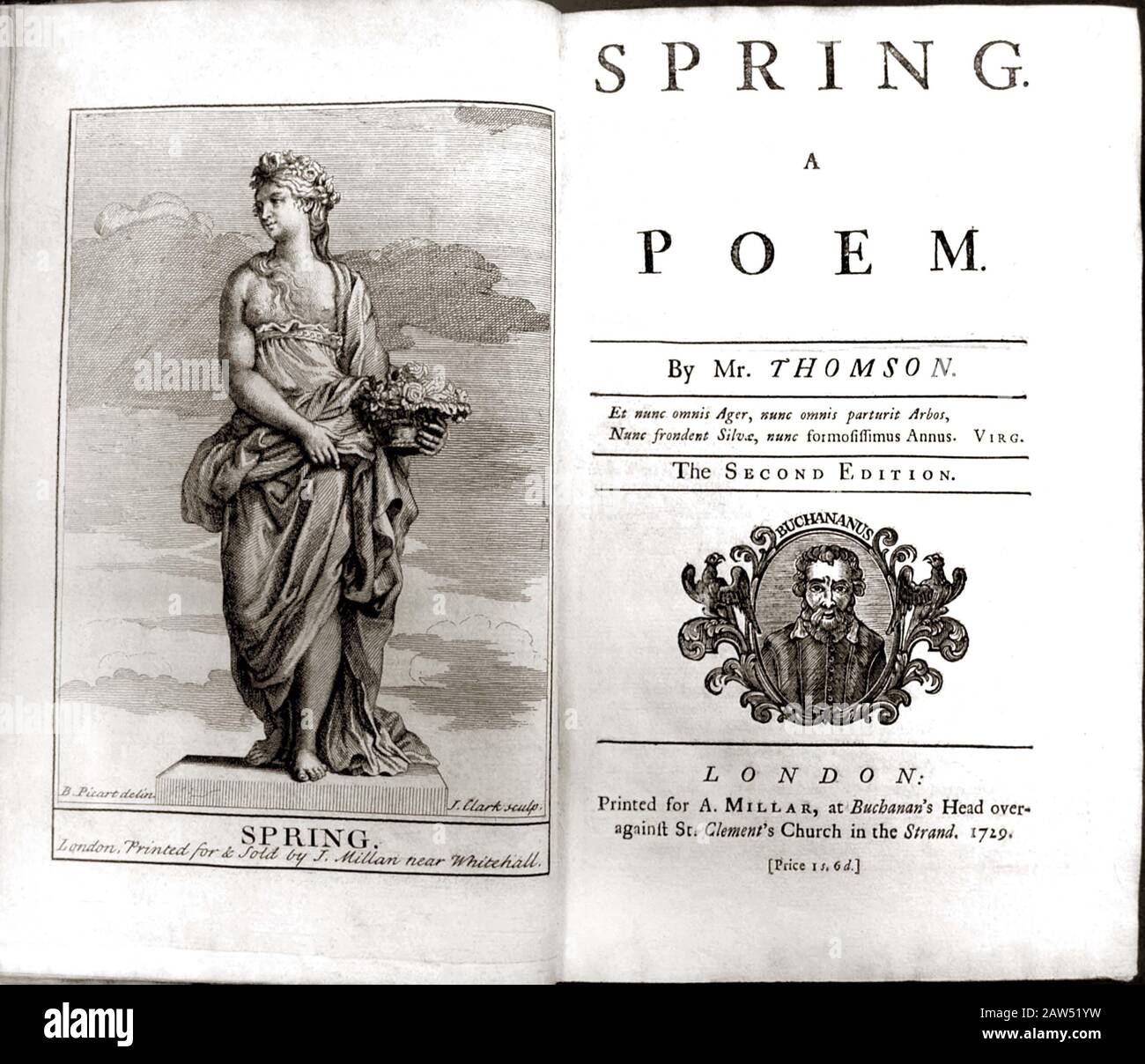 1729 , GRANDE-BRETAGNE : le poète et dramaturge britannique James Thomson ( 1700 - 1748 ), auteur de ode ' Rule, Britannia! '. Frontespice du livre RESSORT A Banque D'Images