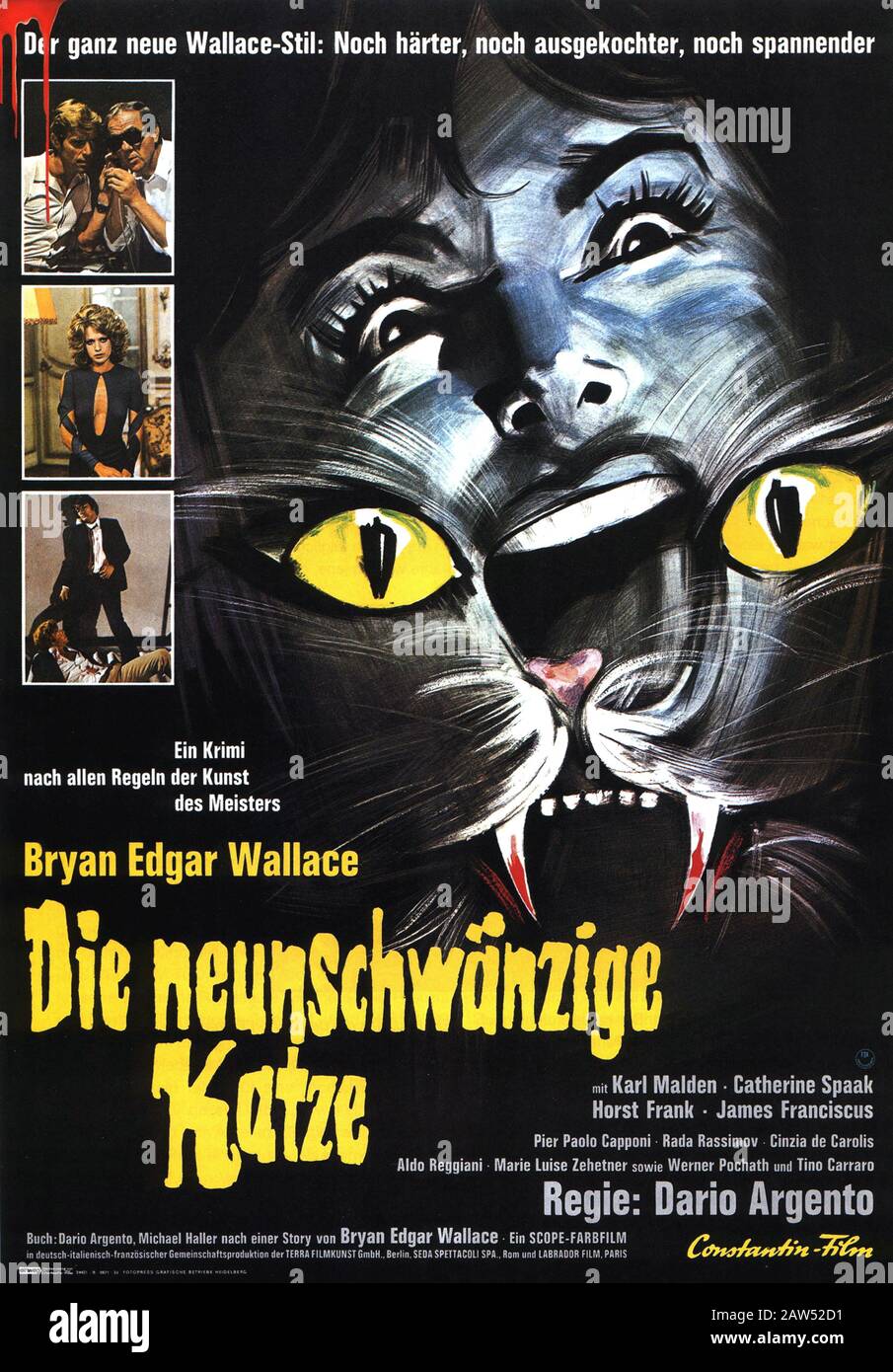 1971 , ITALIE : L'affiche DE cinéma ALLEMANDE pour il GATTO UN CODE NOVE ( Les tuiles de Cat O'Nine - Die neunschwanzige Katze ) par le film italien d'd' Banque D'Images
