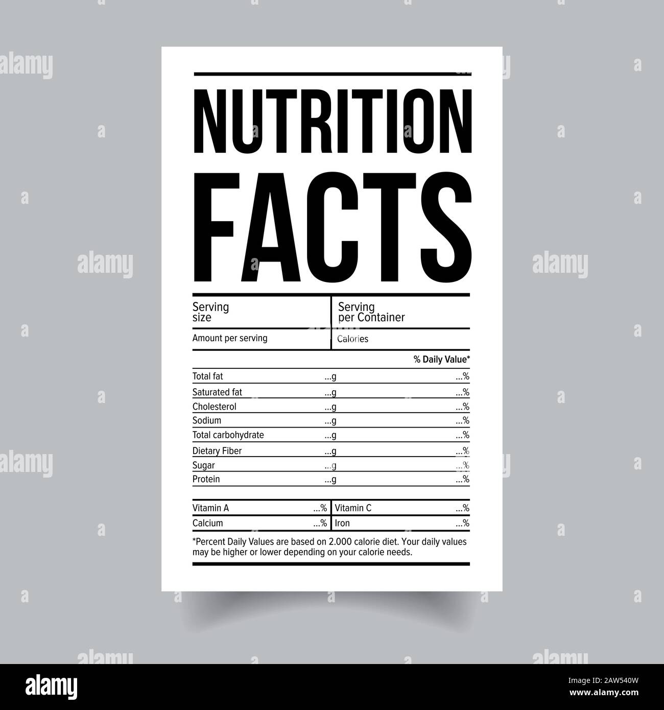 Étiquette de l'étiquette alimentaire des faits nutritionnels Illustration de Vecteur