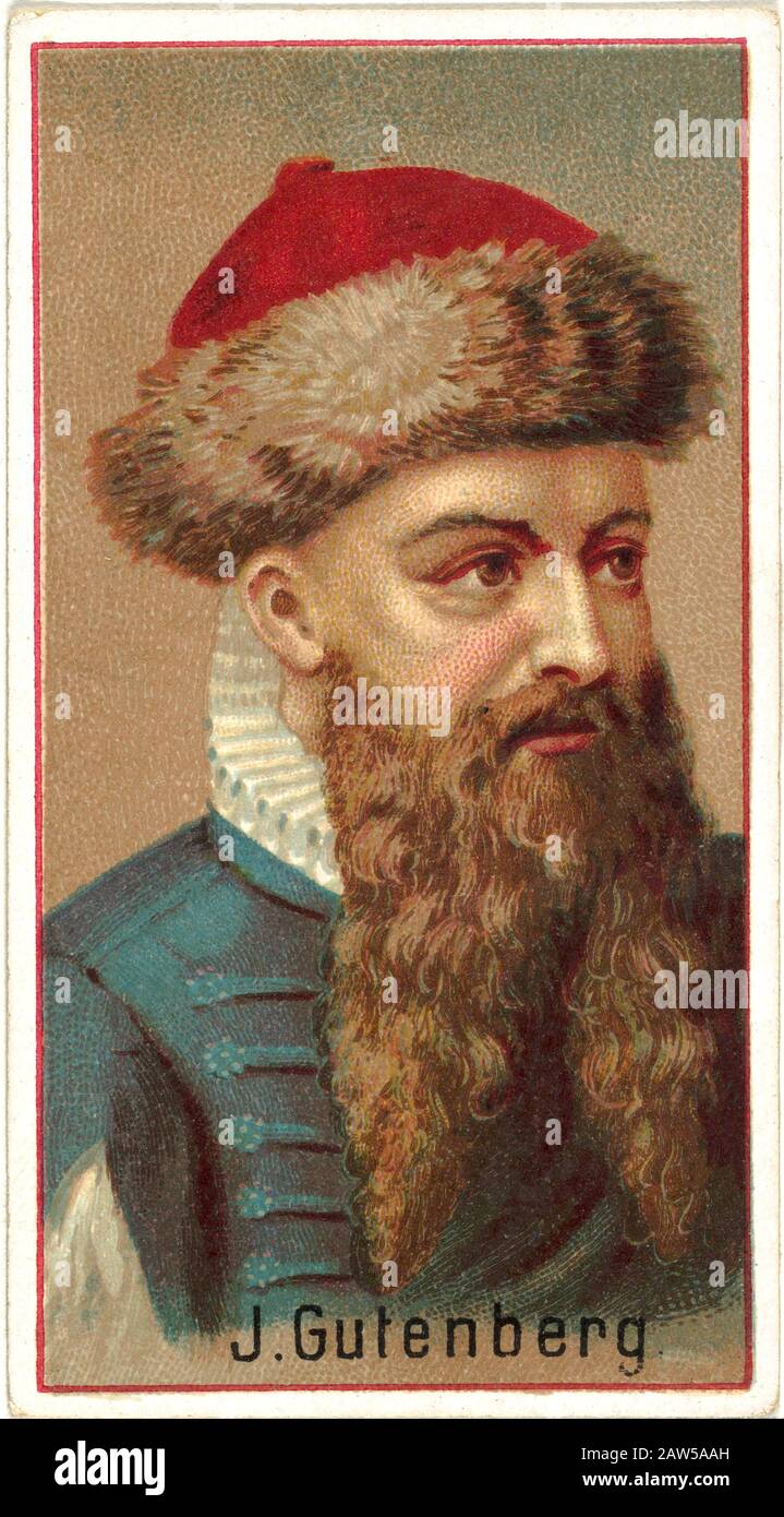 1888 , États-Unis : l'inventeur et l'imprimante allemands Johannes  GUTENBERG (c. 1400 – 1468 ) qui est crédité d'être le premier européen à  utiliser le type mobile p Photo Stock - Alamy