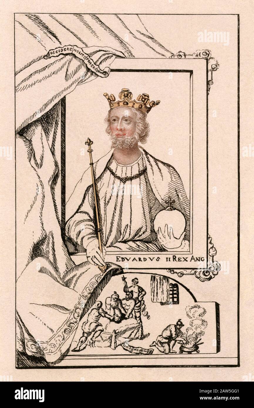 1320 CA , GRANDE-BRETAGNE : ROI ÉDOUARD II D'ANGLETERRE ( 1284 – 1327 ) de House Plantagenet . Portrait gravé au XIX siècle vers 1818 CA . Objet de simulation Banque D'Images