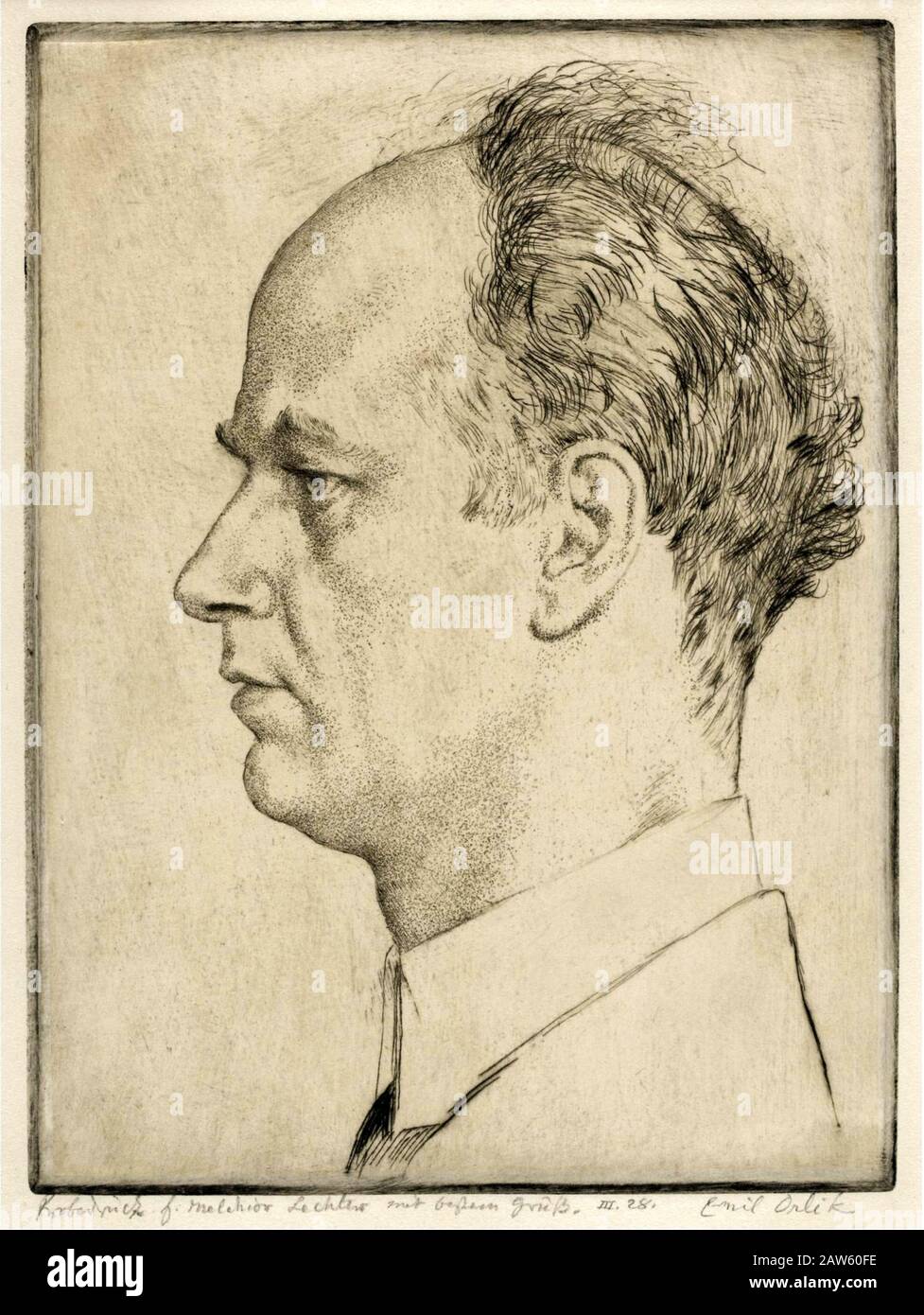 1928 , Tchécoslovaquie , Prague : le peintre et graveur tchèque EMIL ORLIK ( 1870 - 1932 ). Portrait du compositeur et chef d'orchestre allemand Wilhelm Banque D'Images