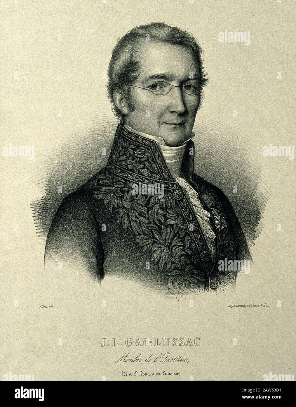 1845 CA , FRANCE : chimiste et physicien français Louis-Joseph GAY-LUSSAC ( 1778 - 1850 ). Il est surtout connu pour sa découverte que l'eau est faite Banque D'Images