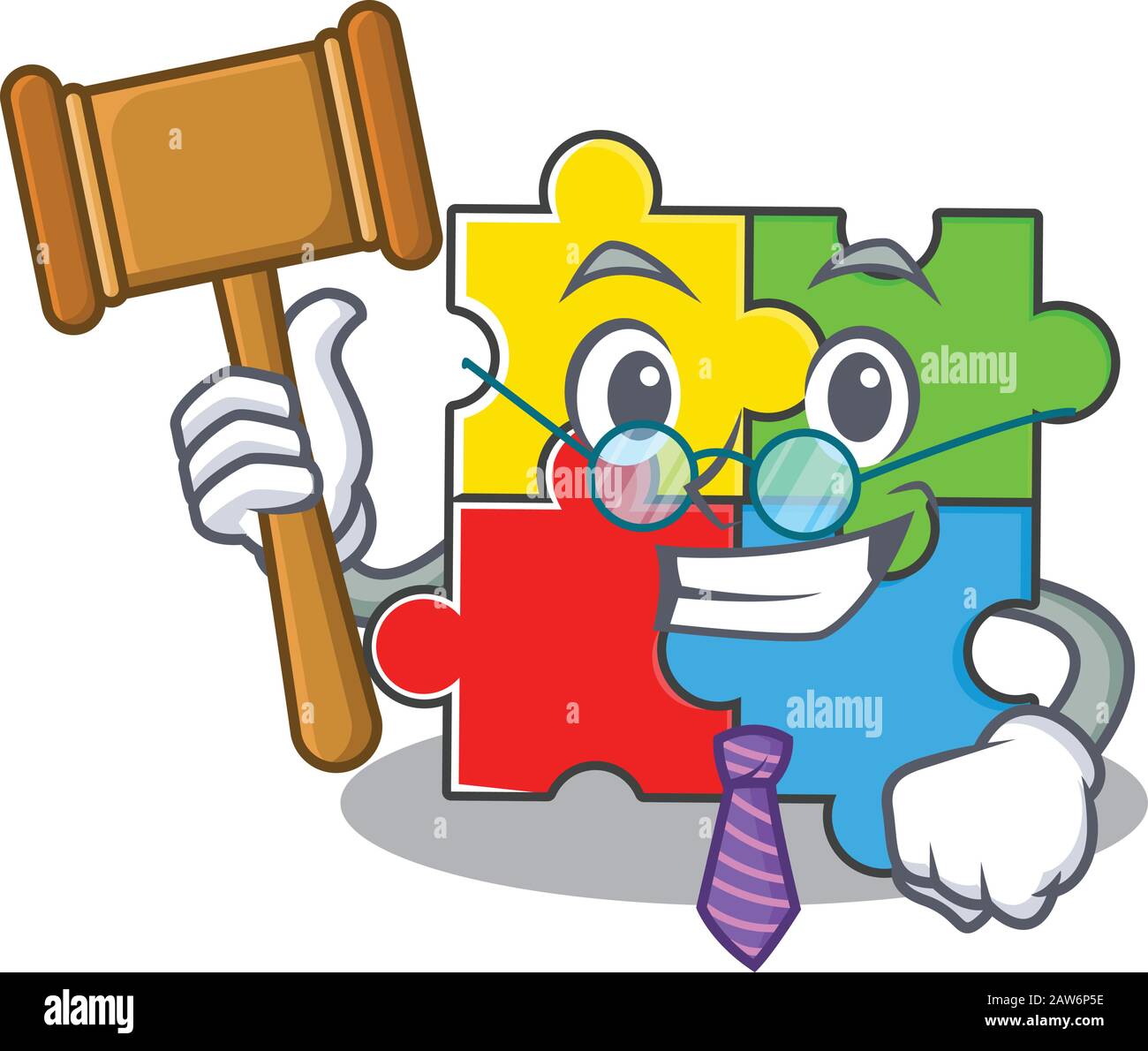 Jouet de puzzle de juge intelligent dans le style de personnage de dessin animé de mascotte Illustration de Vecteur