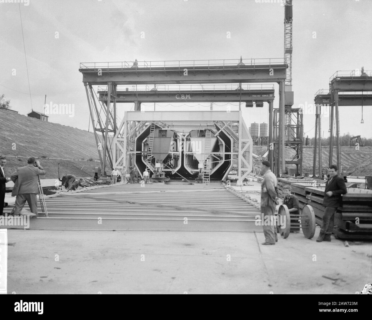 Construction Du Métro. Résumé tunnel core Date: 12 septembre 1961 mots clés: Construction souterraine, cartes Banque D'Images