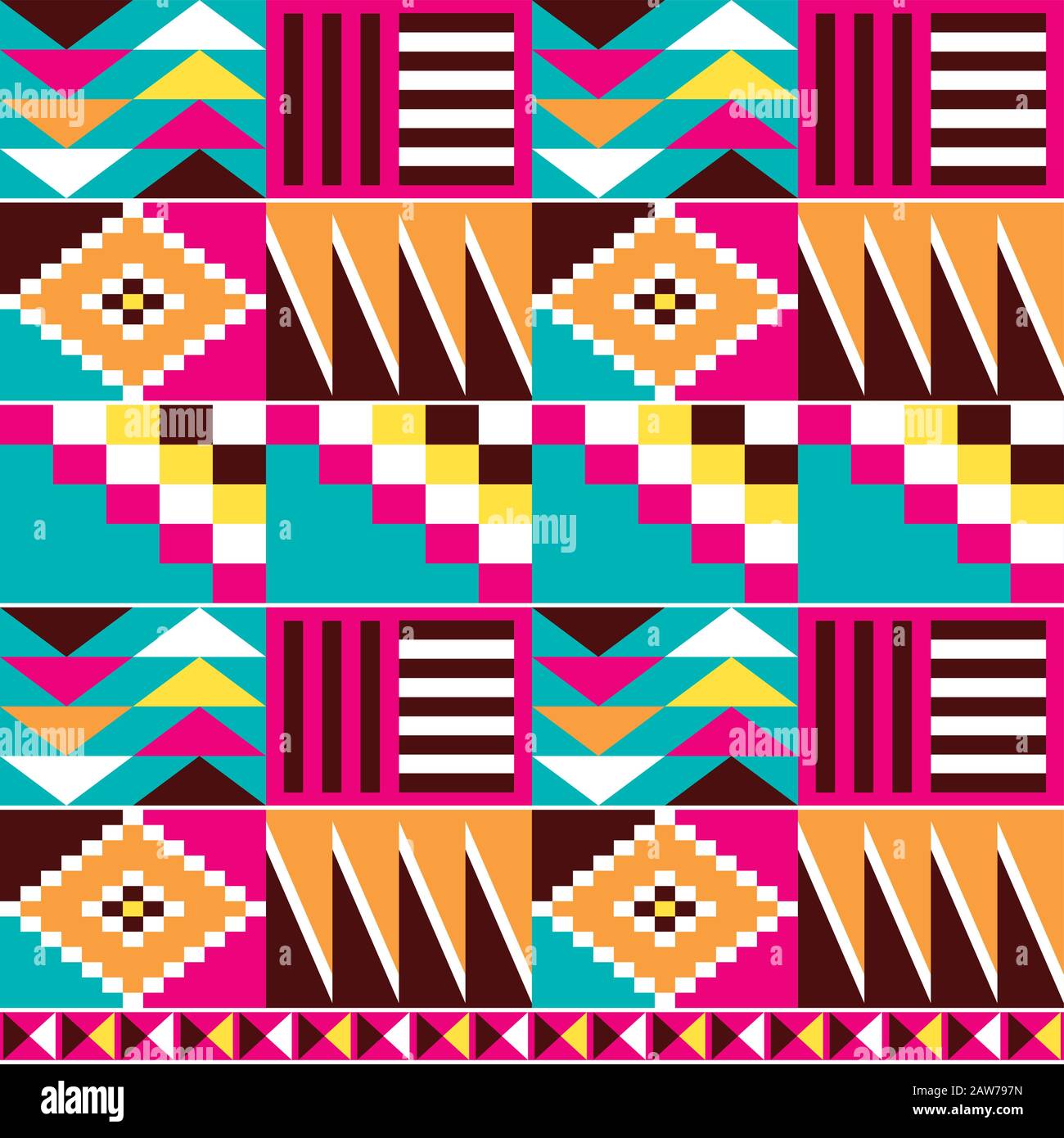 Motif vectoriel sans couture Kente tribal géométrique avec formes abstraites, style nwentoma africain inspiré le design vectoriel Illustration de Vecteur