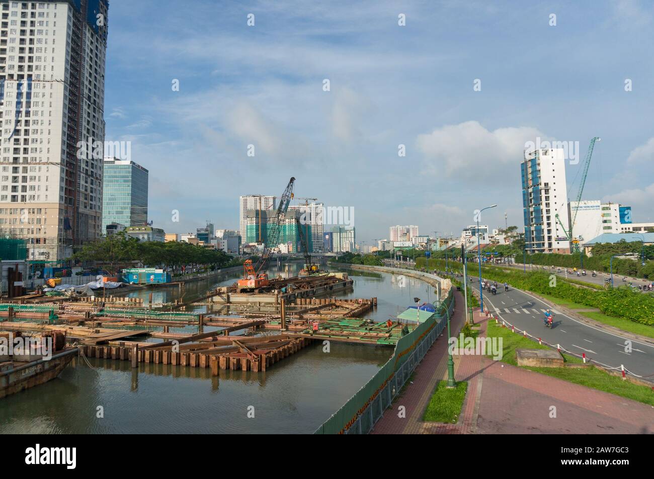 Ho Chi Minh Ville, Vietnam - 25 août 2017: Développement et construction à Ho Chi Minh Ville Banque D'Images