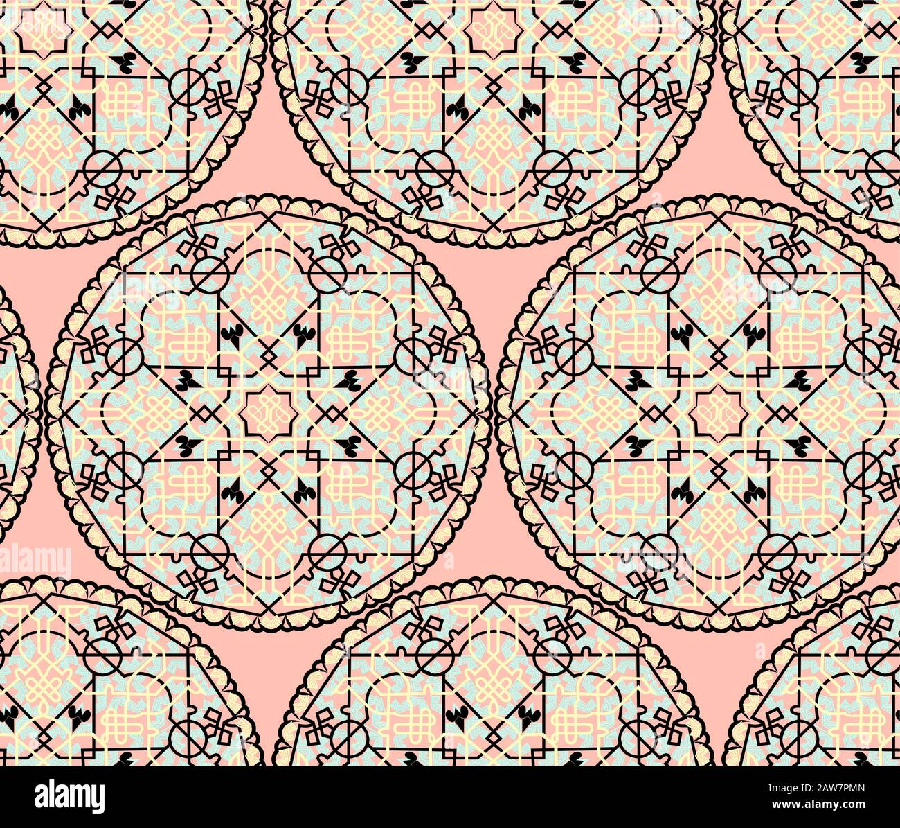 Motif mandala sans couture. Éléments décoratifs vintage. Arrière-plan dessiné à la main. Illustration de Vecteur