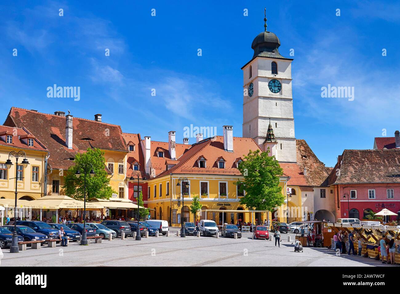 Vieille Ville De Sibiu, Roumanie Banque D'Images